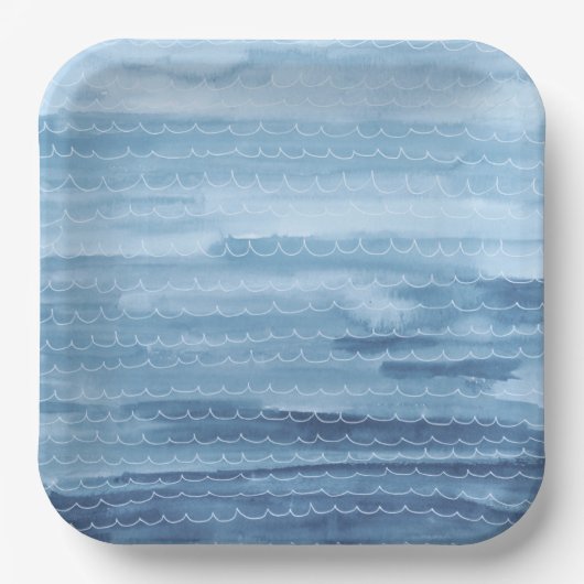 Waterverf Onder het Zee Papieren Borden Bordje (Voorkant)