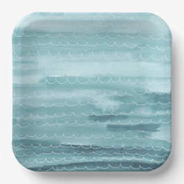 Waterverf Onder het Zee Papieren Borden Papieren Bordje