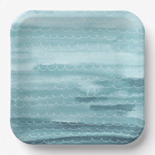 Waterverf Onder het Zee Papieren Borden Papieren Bordje