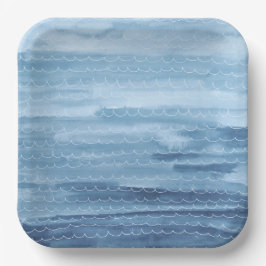 Waterverf Onder het Zee Papieren Borden Papieren Bordje