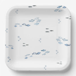 Waterverf Onder het Zee Papieren Borden Papieren Bordje