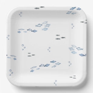 Waterverf Onder het Zee Papieren Borden Papieren Bordje