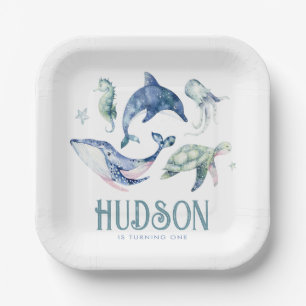 Waterverf Onder het Zee Papieren Borden Papieren Bordje