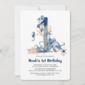 Waterverf onder het Zee van de eerste verjaardag v Kaart (Voorkant)