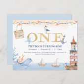 Waterverf onder het Zee van de eerste verjaardag v Kaart (Voorkant / Achterkant)