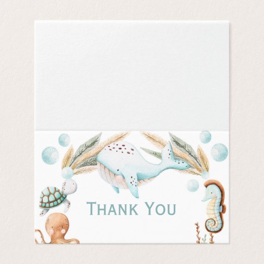 Waterverf onder het Zee Verjaardagsfeest Dank u Kaart (Buitenkant ongevouwen)