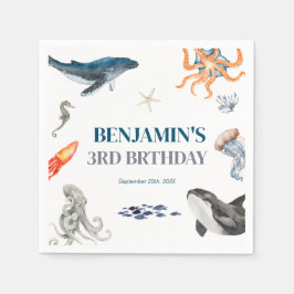 Waterverf onder het zee Verjaardagsfeest Servet