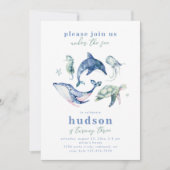 Waterverf Onder het Zee Verjaardagsuitnodiging Kaart (Voorkant)