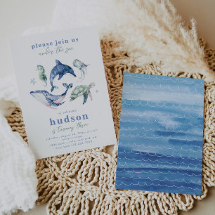 Waterverf Onder het Zee Verjaardagsuitnodiging Kaart