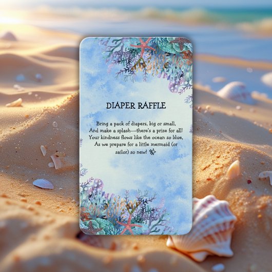 Waterverf onder het Zee Wonder Baby shower Informatiekaartje