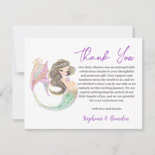 Waterverf Onder het Zee Zeemeermin Dank U Bedankkaart (Voorkant)