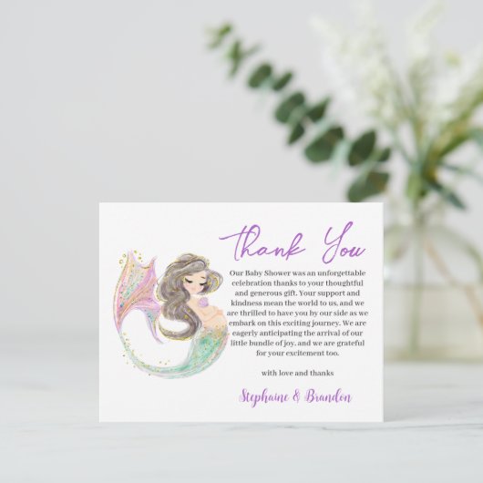 Waterverf Onder het Zee Zeemeermin Dank U Bedankkaart (Staand voorkant)