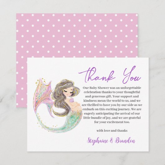 Waterverf Onder het Zee Zeemeermin Dank U Bedankkaart (Voorkant / Achterkant)