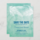 Waterverf onder palmbomen | Datum opslaan Save The Date (Voorkant / Achterkant)