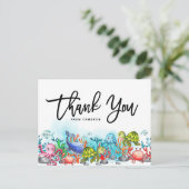 Waterverf onder thema Zee Birthday Dank u wel Briefkaart (Staand voorkant)