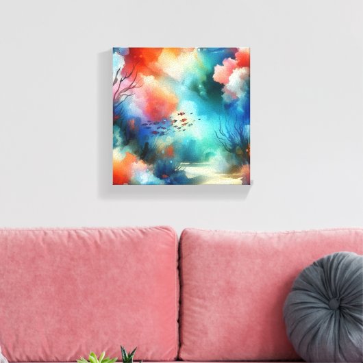 waterverf onder water canvas afdruk (Insitu (Woonkamer))