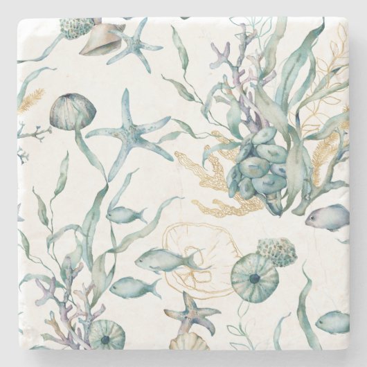 Waterverf Onder Zee Koraalrif Onderzetters (Voorkant)