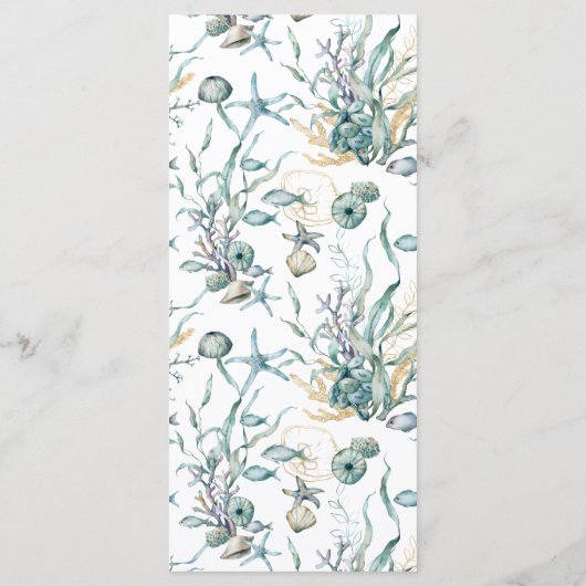 Waterverf Onder Zee Kwallen Koraalrif Menu (Achterkant)