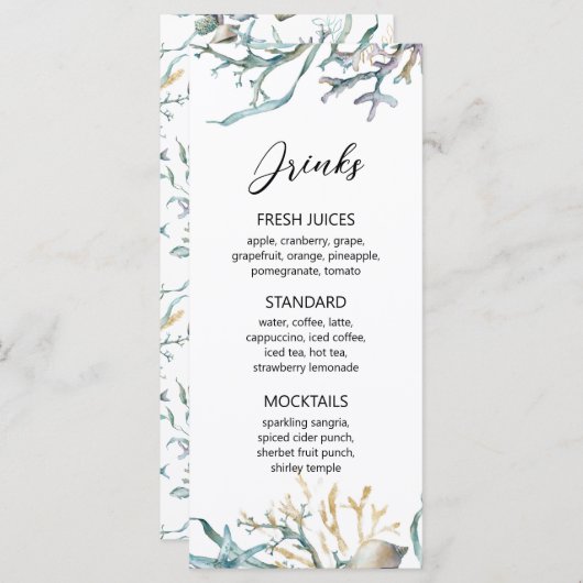 Waterverf Onder Zee Kwallen Koraalrif Menu (Voorkant / Achterkant)