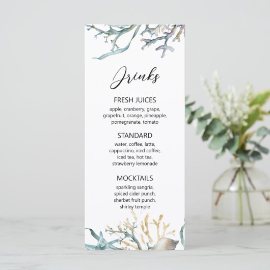 Waterverf Onder Zee Kwallen Koraalrif Menu (Staand voorkant)