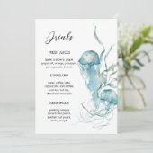 Waterverf Onder Zee Kwallen Koraalrif Menu (Staand voorkant)