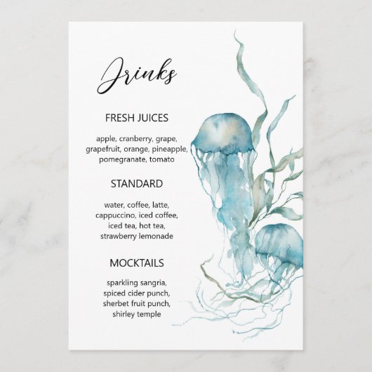 Waterverf Onder Zee Kwallen Koraalrif Menu (Voorkant)