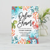 Waterverf onder Zee Online Baby shower Kaart (Staand voorkant)