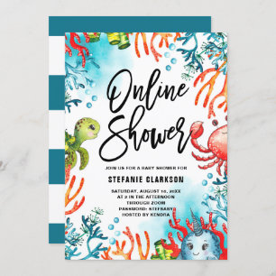 Waterverf onder Zee Online Baby shower Kaart