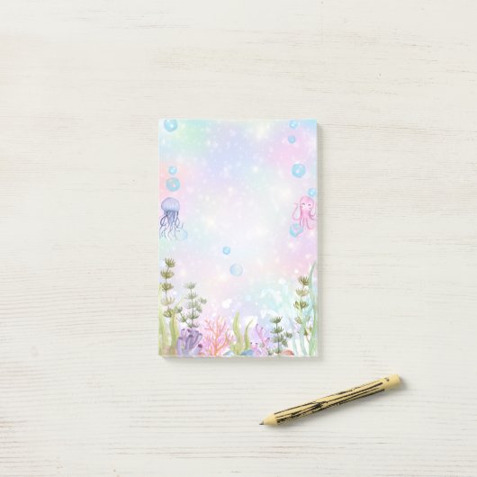 Waterverf onder Zee Post Post-it® Notes (Op bureau)