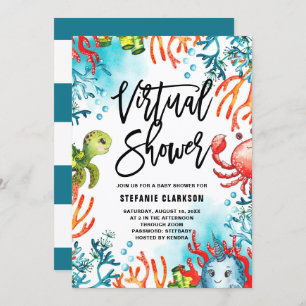 Waterverf onder Zee Virtueel Baby shower Kaart