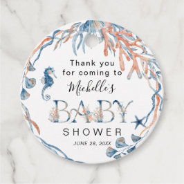 Waterverf Onderaan het Zee Baby shower Dank u wel Bedankjes Labels