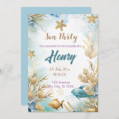 waterverf onderwater gouden verjaardagsfeestje kaart (Voorkant / Achterkant)