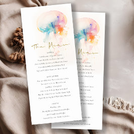 Waterverf Onderwater Kwallen Wedding Menu Kaart