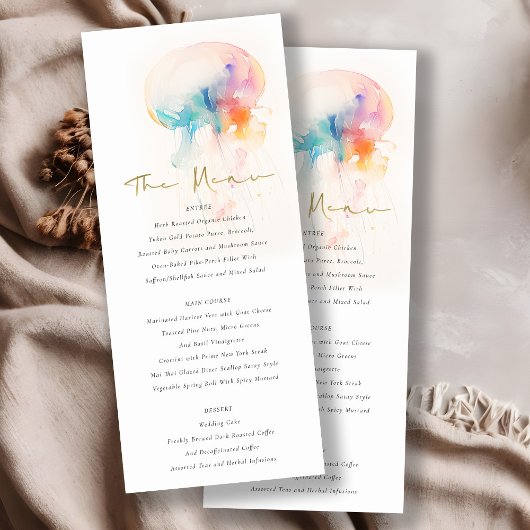 Waterverf Onderwater Kwallen Wedding Menu Kaart