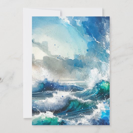 Waterverf onderwater oceaan haai verjaardagsfeestj kaart (Achterkant)