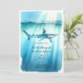 Waterverf Onderwater Ocean Shark Aquarium Bruiloft Kaart (Staand voorkant)