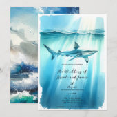 Waterverf Onderwater Ocean Shark Aquarium Bruiloft Kaart (Voorkant / Achterkant)