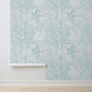 Waterverf Onderwater Planten Zeesterren Aqua Kust Behang