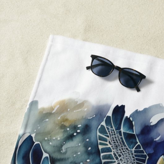 Waterverf Onderwater Reef Scene Zee Schildpad Strandlaken (In situ)