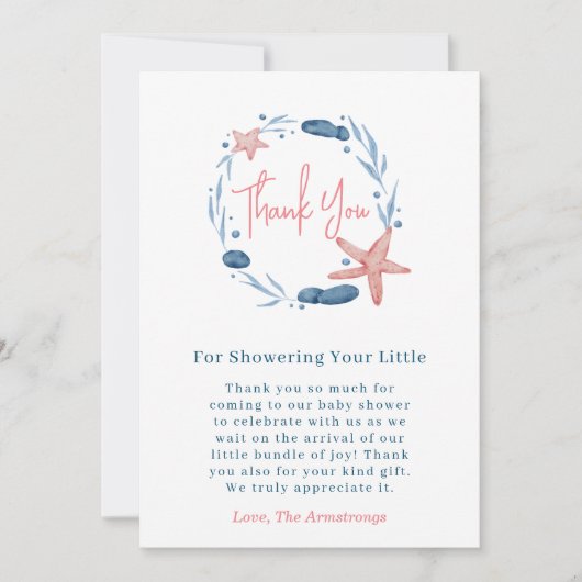 Waterverf Onderwater Zeesterren & Koraalrif Bedankkaart (Voorkant)