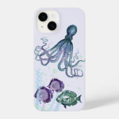 Waterverf Onderzeese octopus vis iPhone Hoesje (Achterkant)