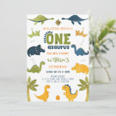 Waterverf One-A-Saurus Dinosaurus 1e Verjaardag Kaart (Staand voorkant)