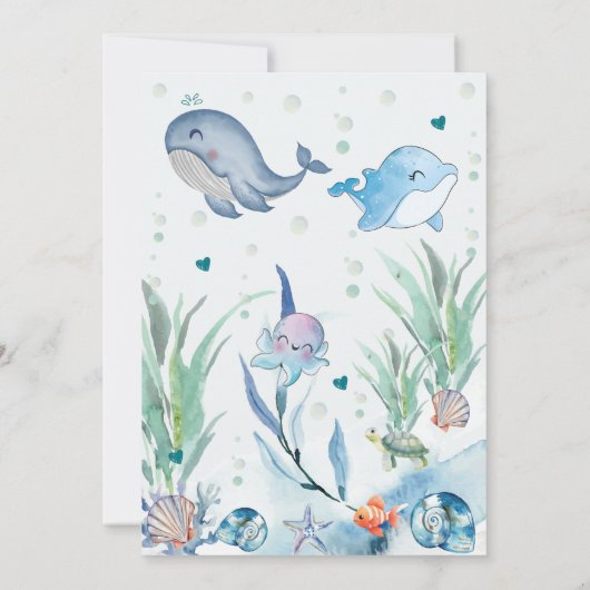 Waterverf One-der Het zee 1e verjaardag Kaart (Achterkant)