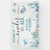 Waterverf One-der Het zee 1e verjaardag Welkom Spandoek (Verticaal)