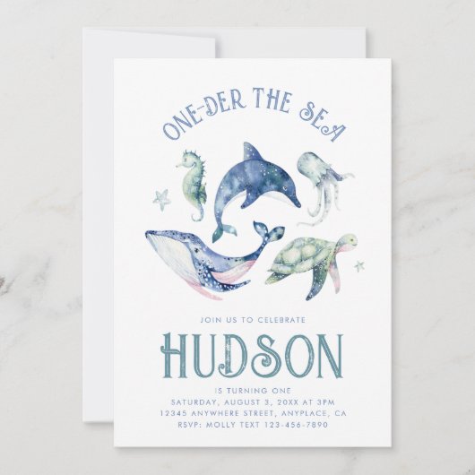 Waterverf One-der the Zee Uitnodiging (Voorkant)