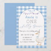 Waterverf One Gekke Goose Gingham 1e verjaardag Kaart (Voorkant / Achterkant)