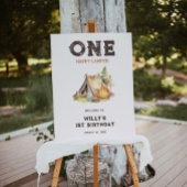 Waterverf One Happy Camper 1e verjaardagsfeestje Poster