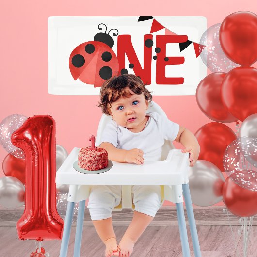 Waterverf ONE Ladybug 1st Birthday Mini Banner