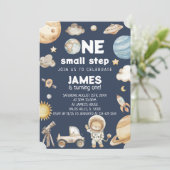 Waterverf One Small Step Space Dieren Verjaardag Kaart (Staand voorkant)