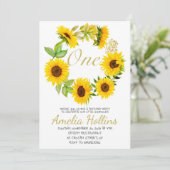Waterverf ONE Zonnebloem Bloemen Verjaardagsfeest Kaart (Staand voorkant)